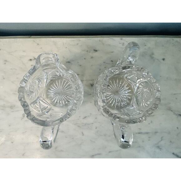 EUC American Brilliant Cut Crystal Glass Pinwheel Creamer Sugar Bowl Set ABP - Picture 2 of 16